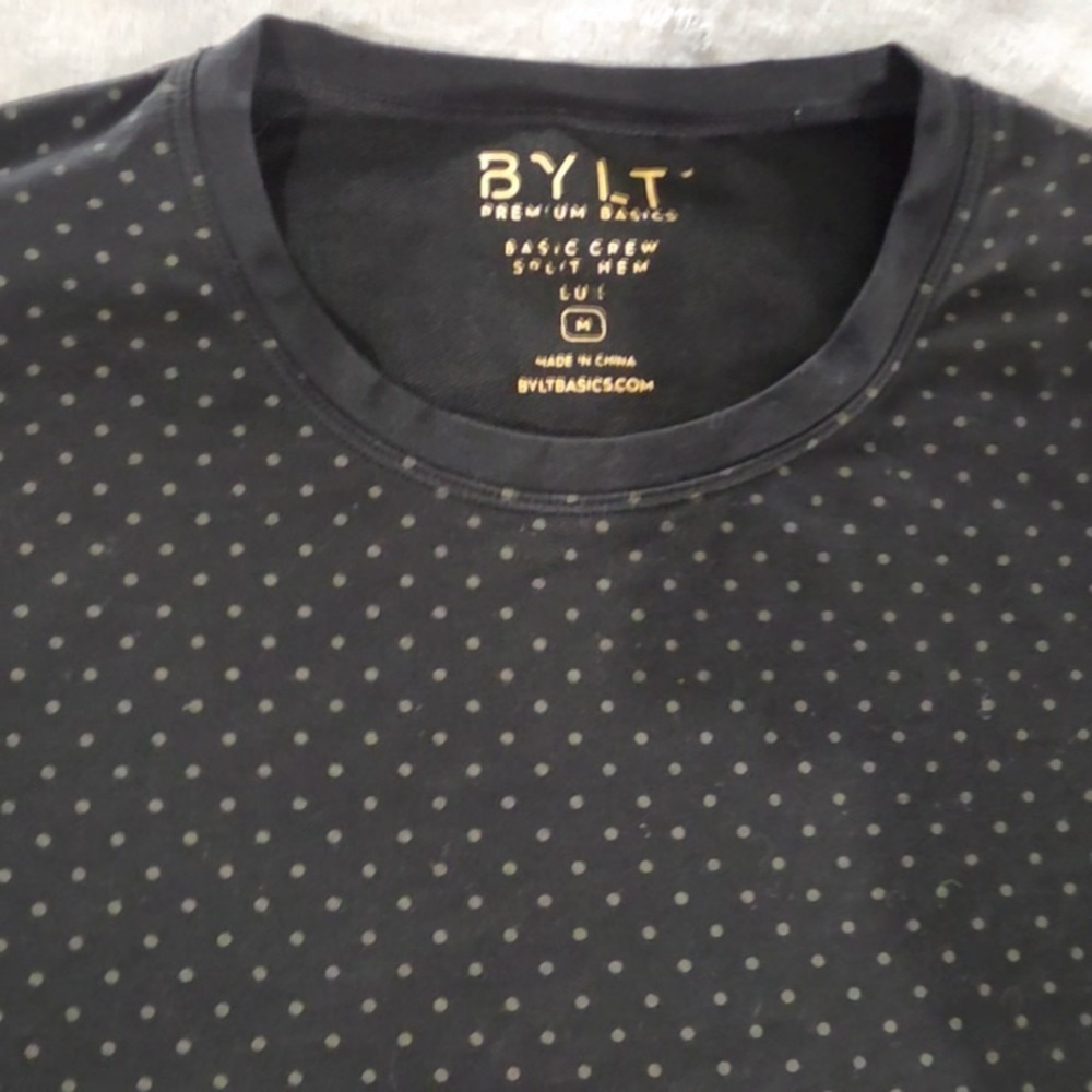Bylt‎ Premium Basics Drop Cut Lux Polka Dot Short Sleeve T Shirt Mens Medium Tee